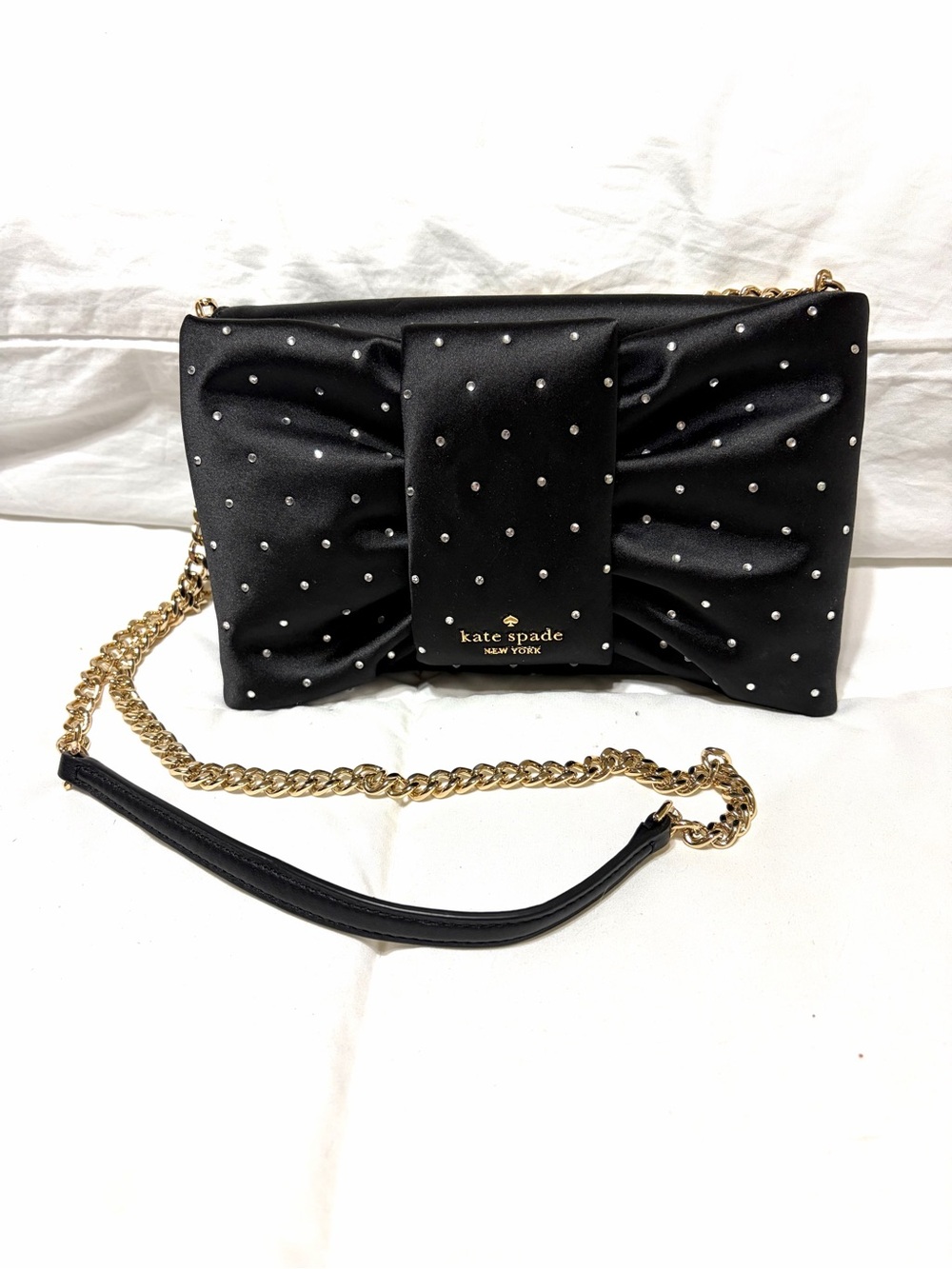 Kate Spade Millie Bow Embellished Flap Crossbody bag in black